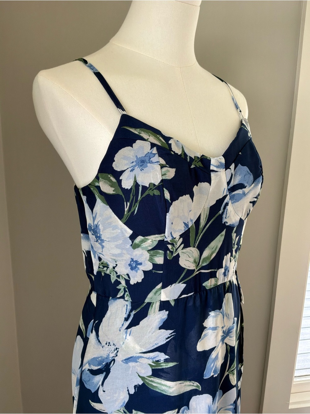 Lily Rose Blue Floral High-Low Wrap Faux Midi Dress Size M - Picture 4 of 10